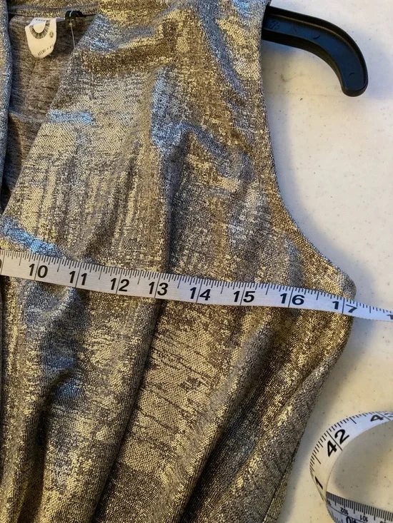 Anthropologie Metallic Taupe-Silver Draped Sleeveless Tank - Picture 6 of 7